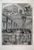 Original Old Antique Print 1894 Offices Atlas Assurance Cheapside Victorian