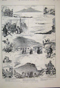 Original Old Antique Print 1889 Cable Railway Mount Vesuvius Station Victorian