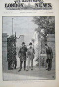 Original Old Antique Print 1887 San Remo Gate Villa Zirio Prince Germany Sketch