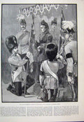 Original Old Antique Print 1889 Queen Royal Irish Fusiliers Windsor Castle Art