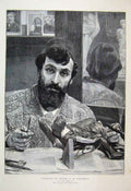 Original Old Antique Print 1884 Signor Amendola Grosvenor Gallery Portrait 19th