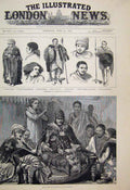 Original Old Antique Print 1884 Abyssinian Costumes King John Throne Sketch