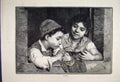 Original Old Antique Print 1887 Children Playing Blowing Bubbles Fun Victorian