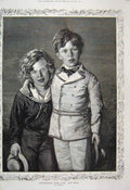 Original Old Antique Print 1885 Little Boys Suits Hats Brothers 19th