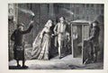 Original Old Antique Print 1877 Man Woman Christmas Party Carriage Victorian