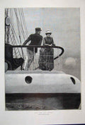 Original Old Antique Print 1888 Man Woman Talking Ship Scene Sea 19th
