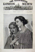 Original Old Antique Print 1877 Angels Prayer Women Church Beautiful Victorian