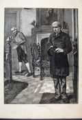 Original Old Antique Print 1883 Men Footman School Fellow Fine Art Victorian