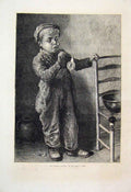 Original Old Antique Print 1871 Boy Blowing Bubbles Children Playing Victorian