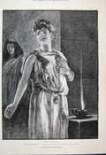 Original Old Antique Print 1889 Cleopatra Scene Women Beautiful 19th