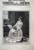 Original Old Antique Print 1894 Woman Chair Music Thoughtful 19th