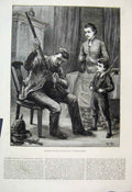 Original Old Antique Print 1880 Family Easter Monday Volunteer Review Gun 19th