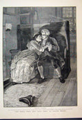 Original Old Antique Print 1886 Man Woman Love Sitting Beautiful 19th
