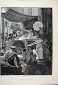 Original Old Antique Print 1889 Cleopatra Scene Theatre Charmion 19th