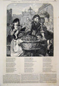 Original Old Antique Print 1849 Girl Selling Strawberries Street Fine Art 19th