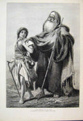 Old Antique Print 1872 Filial Affection Man Girl Walk Beautiful Fine Art 19th