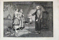 Original Old Antique Print 1865 Bible Monk Women House Fine Art 19th