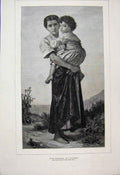 Original Old Antique Print 1879 Jeunes Bohemiennes Paris Child Fine Art 19th