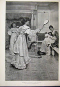 Old Antique Print 1894 Battledore Shuttlecock Children Playing Fine Art 19th