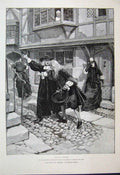 Original Old Antique Print 1888 Mr Broscorel Woman Running Fine Art Victorian