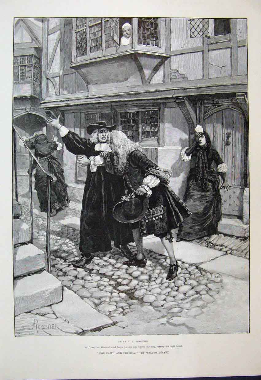 Original Old Antique Print 1888 Mr Broscorel Woman Running Fine Art Victorian