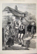 Original Old Antique Print 1872 Derby Day Epsom Road Family Child Fine Art 19th