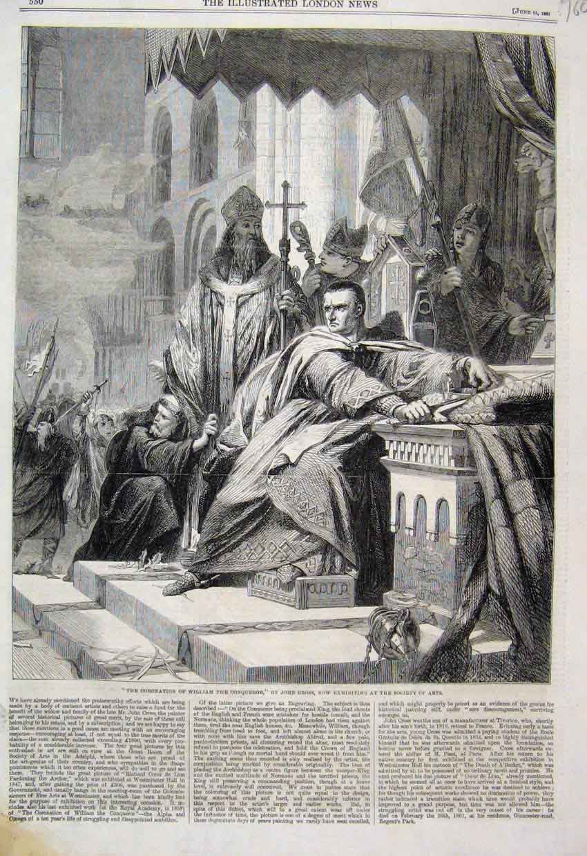 Original Old Antique Print 1861 Coronation William Conqueror Fine Art Victorian