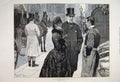 Original Old Antique Print 1883 Street Scene Turkey Christmas Dinner Fine Art