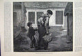 Original Old Antique Print 1887 Widow Woman Children Home Fine Art Victorian