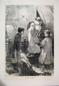 Original Old Antique Print 1876 Waits Children Bedroom Window Fine Art 19th