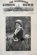 Original Old Antique Print 1877 Woman Engagement Ring Beautiful Fine Art 19th
