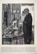Original Old Antique Print 1884 Man Little Girl Story Beautiful Fine Art 19th