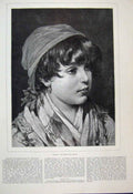 Original Old Antique Print 1889 Bianca Little Girl Portrait Fine Art Victorian