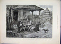 Original Old Antique Print 1885 Shoeing Oxen Horse Servian Smithy Fine Art 19th