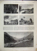 Old Antique Print 1887 Shan Burmah Monastery Grande Pwayhla Mehtehla Post 19th