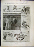 Original Old Antique Print 1903 King Grand Military GCup Sandown Paddock 20th