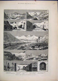 Original Old Antique Print 1882 Tunis Dwelings Troglodytes Valley Adeji Sketches