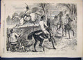 Original Old Antique Print 1856 Horses Jumping Party Dog Beautiful Victorian
