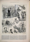 Original Old Antique Print 1882 Northampton Election Corbett Bradlaugh Sketches