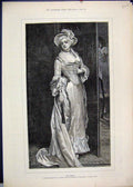 Original Old Antique Print 1883 Lady Teazle Portrait Gordon Fine Art Victorian