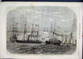 Original Old Antique Print 1865 Naval Festival Portsmouth Reine Hortense Osborne