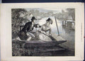 Original Old Antique Print 1874 Man Women Boat River Beautiful 19th