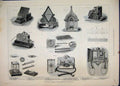 Original Old Antique Print 1882 Electric Exhibition Crystal Palace Transmitter