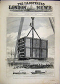 Original Old Antique Print 1882 Jumbo Hoisting Box Barge Quay Millwall Docks