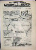 Original Old Antique Print 1883 Brighton Review Balloon Battle 19th