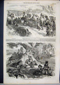Original Old Antique Print 1858 Hop Pickers Resting Road Working 19th