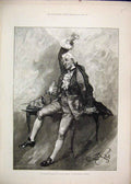 Original Old Antique Print 1887 Charles Wyndham David Garrick Criterion Theatre