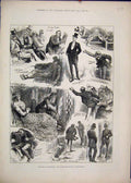 Original Old Antique Print 1882 Parliament House Left Sitting Gallery Sketches
