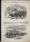 Original Old Antique Print 1847 Epsom Races Derby Tattenham Corner Horses 19th