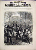 Original Old Antique Print 1882 Volunteer Review Outposts Siers Horse Victorian